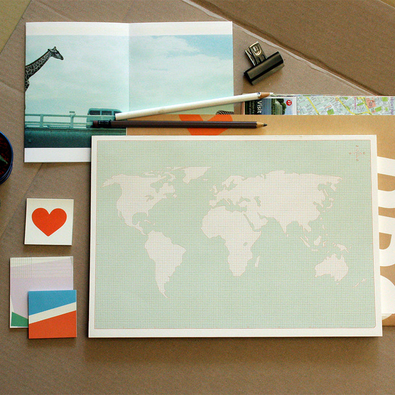 PAPERWAYS A4 DESK NOTEPAD - 11. WORLD MAP