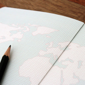 PAPERWAYS COMPAT NOTEBOOK - WORLD MAP PINK